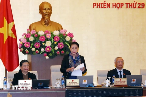 Chủ tịch Quốc hội Nguyễn Thị Kim Ngân phát biểu khai mạc Phiên họp thứ 29 của Ủy ban Thường vụ Quốc hội. (Ảnh: Trọng Đức/TTXVN)