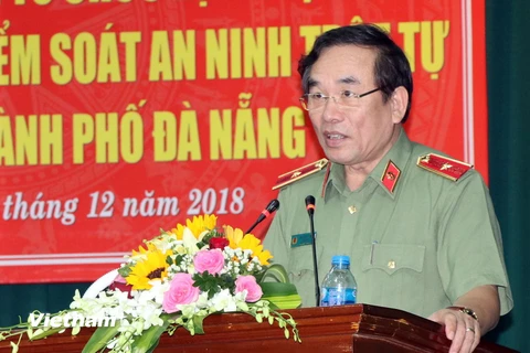 Thiếu tướng Vũ Xuân Viên, Giám đốc Công an thành phố Đà Nẵng phát biểu. (Ảnh: Nguyễn Sơn/Vietnam+)