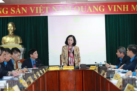 Bà Trương Thị Mai, Ủy viên Bộ Chính trị, Bí thư Trung ương Đảng, Trưởng ban Dân vận Trung ương dự Hội nghị. (Ảnh: Congdoan.vn)