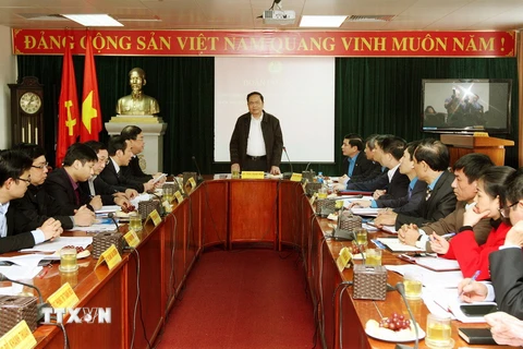 Ông Trần Thanh Mẫn phát biểu tại buổi làm việc. (Ảnh: Nguyễn Dân/TTXVN)