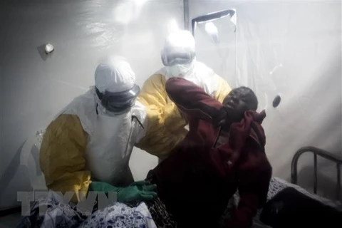 Nhân viên y tế điều trị cho bệnh nhân nhiễm Ebola tại Beni, CHDC Congo. (Nguồn: AFP/TTXVN)