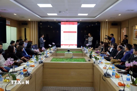 Quang cảnh buổi họp báo, ra mắt ứng dụng 9999 Tết. (Ảnh: Nguyễn Thắng/TTXVN)