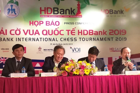 Họp báo giới thiệu Giải cờ vua quốc tế HDBank 2019. (Ảnh: Hoàng Hải/Vietnam+)