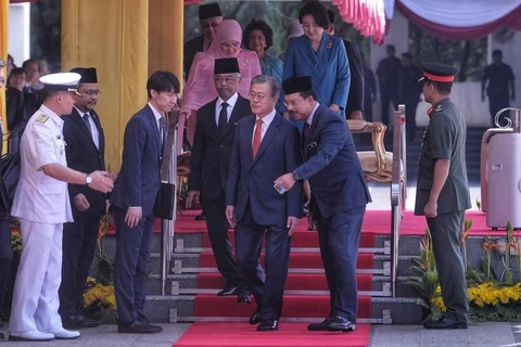 Lễ đón Tổng thống Hàn Quốc Moon Jae-in tại Malaysia. (Nguồn: Malaymail)