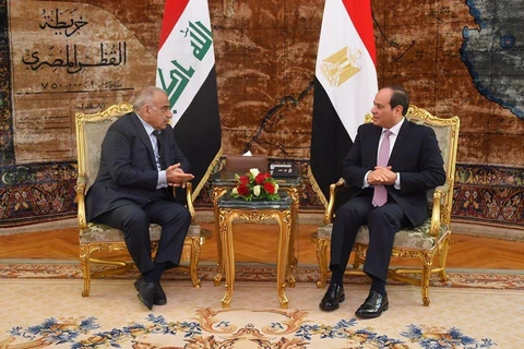 Tổng thống Ai Cập Abdel-Fattah El-Sisi và Thủ tướng Iraq Adel Abdul Mahdi hội đàm. (Ảnh: Egyptindependent)