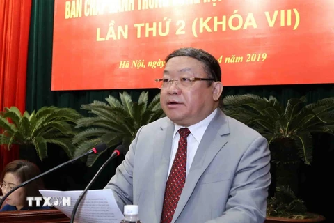 Chủ tịch Ban Chấp hành Trung ương Hội Nông dân Việt Nam Thào Xuân Sùng phát biểu. (Ảnh: Vũ Sinh/TTXVN)