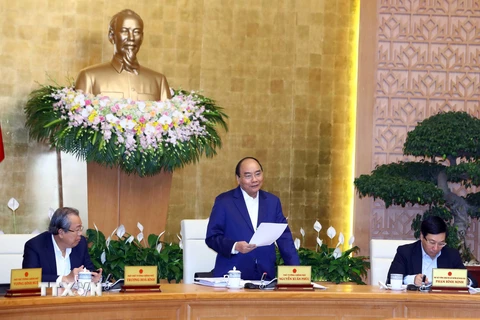 Sáng 2/4, tại Trụ sở Chính phủ, Thủ tướng Nguyễn Xuân Phúc chủ trì Phiên họp Chính phủ thường kỳ tháng 3 năm 2019. (Ảnh: Thống Nhất/TTXVN)