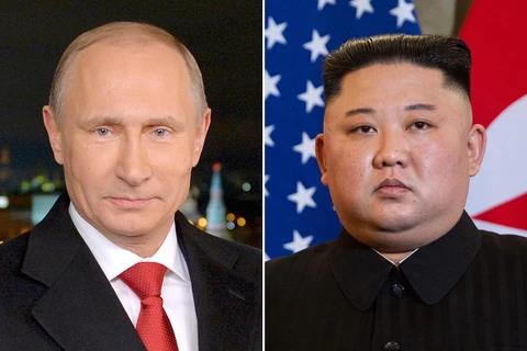 Nhà lãnh đạo Triều Tiên Kim Jong-un (phải) và Tổng thống Nga Putin. (Nguồn: Politico)