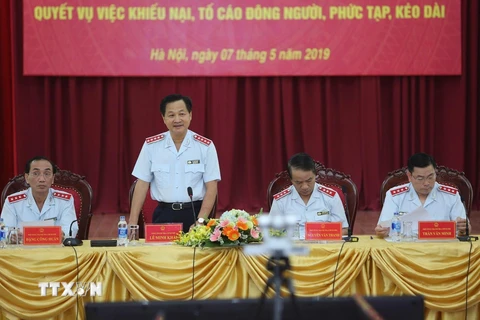 Tổng Thanh tra Chính phủ Lê Minh Khái phát biểu khai mạc hội nghị. (Ảnh: Dương Giang/TTXVN)