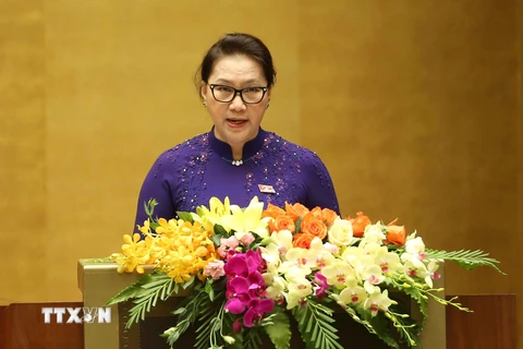 Chủ tịch Quốc hội Nguyễn Thị Kim Ngân phát biểu khai mạc kỳ họp. (Ảnh: Doãn Tấn/TTXVN)