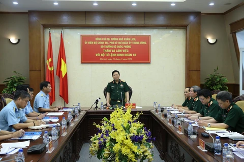 Đại tướng Ngô Xuân phát biểu tại buổi làm việc với Binh đoàn 18. (Ảnh: Dương Giang/TTXVN)