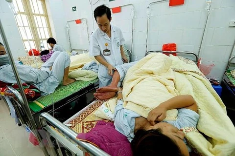 Bệnh nhân sốt xuất huyết điều trị tại bệnh viện. (Ảnh: Dương Ngọc/TTXVN)