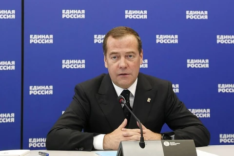 Thủ tướng Nga kiêm Chủ tịch đảng “Nước Nga thống nhất” cầm quyền Dmitry Medvedev. (Nguồn: TASS)