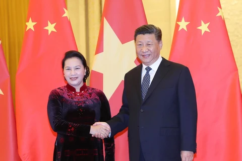 Chủ tịch Quốc hội Nguyễn Thị Kim Ngân hội kiến Tổng Bí thư, Chủ tịch nước Trung Quốc Tập Cận Bình. (Ảnh: Trọng Đức/TTXVN)
