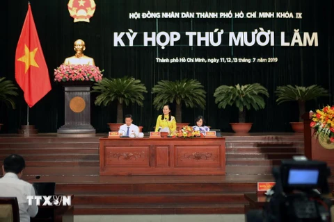 Quang cảnh phiên bế mạc kỳ họp lần thứ 15 Hội đồng Nhân dân Thành phố Hồ Chí Minh khóa IX. (Ảnh: Thành Chung/TTXVN)