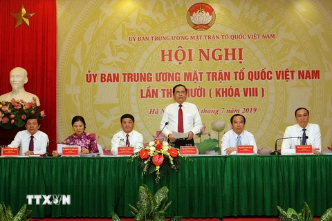 Chủ tịch Ủy ban Trung ương Mặt trận Tổ quốc Việt Nam Trần Thanh Mẫn phát biểu ý kiến. (Ảnh: Nguyễn Dân/TTXVN)