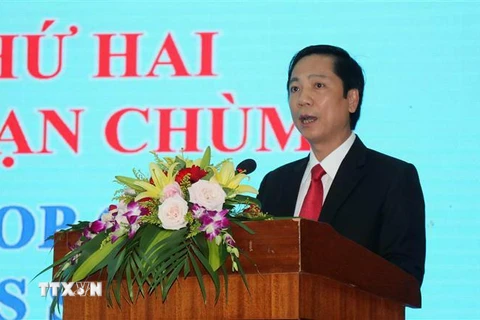 Phó Chủ tịch Ủy ban Nhân dân tỉnh Quảng Trị Hoàng Nam phát biểu tại hội thảo. (Ảnh: Nguyên Lý/TTXVN)