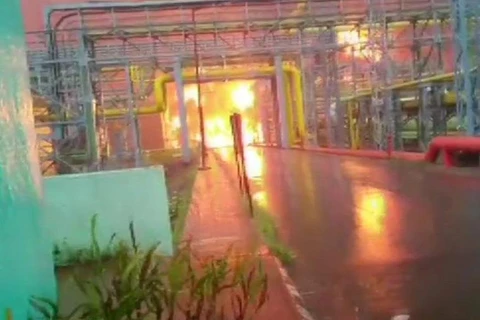Cháy lớn bùng phát tại nhà máy xử lý khí đốt của ONGC. (Nguồn: ANI)