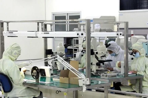 Dây chuyền sản xuất kinh kiện điện tử của một công ty tại Khu công nghiệp VSIP 2 ở Bình Dương. (Ảnh: Quách Lắm/TTXVN)