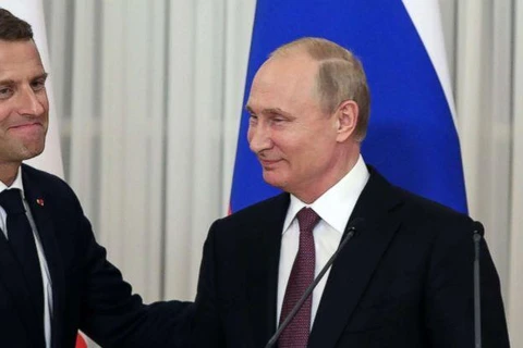 Tổng thống Pháp Emmanuel Macron và Tổng thống Nga Vladimir Putin. (Nguồn: Getty Images)