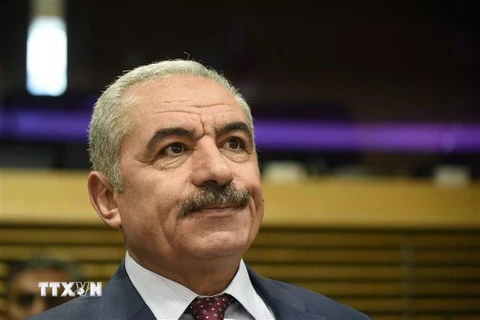 Thủ tướng Palestine Mohammad Shtayeh tại một cuộc họp ở Brussels, Bỉ ngày 30/4/2019. (Ảnh: AFP/TTXVN)