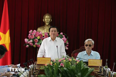 Ông Nguyễn Xuân Thắng phát biểu tại buổi làm việc. (Ảnh: Sỹ Tuyên/TTXVN)