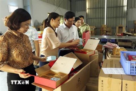 Kiểm tra một số cơ sở sản xuất, chế biến, kinh doanh bánh Trung Thu tại huyện Mê Linh. (Ảnh minh họa: Dương Ngoc/TTXVN)