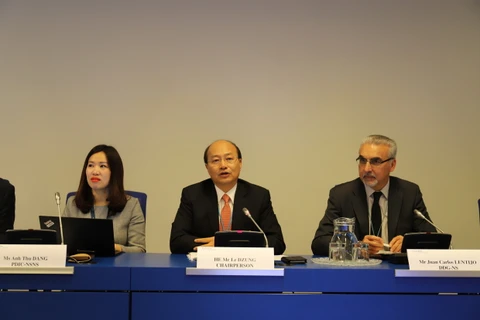 Đại sứ Lê Dũng, Đại diện thường trực Việt Nam tại Cơ quan Năng lượng Nguyên tử Quốc tế (IAEA) phát biểu khai mạc. (Nguồn: Đại sứ quán Việt Nam tại Áo)
