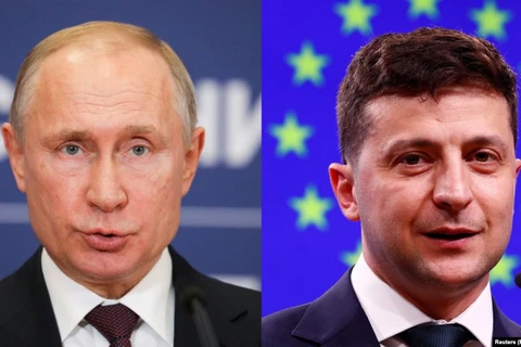 Tổng thống Nga Vladimir Putin (trái) và Tổng thống Ukraine Volodymyr Zelenskiy. (Nguồn: Reuters)