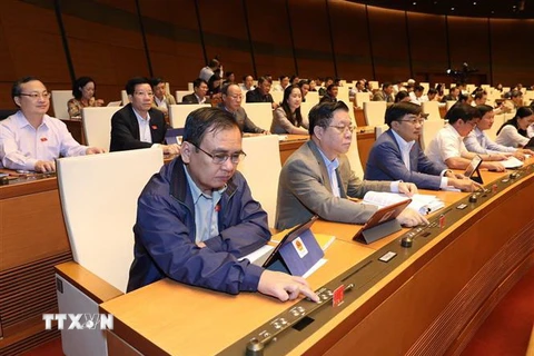 Các đại biểu Quốc hội biểu quyết thông qua Bộ luật Lao động (sửa đổi). (Ảnh: Lâm Khánh/TTXVN)