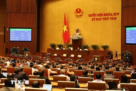 Quốc hội biểu quyết thông qua Bộ luật Lao động (sửa đổi). (Ảnh: Lâm Khánh/TTXVN)