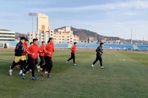 U23 Việt Nam tập luyện tại Hàn Quốc. (Nguồn: VFF)