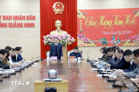Ông Nguyễn Xuân Ký, Bí thư Tỉnh ủy Quảng Ninh phát biểu tại buổi họp. (Ảnh: Bùi Đức Hiếu/TTXVN)