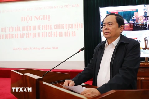 Chủ tịch Ủy ban Trung ương Mặt trận Tổ quốc Việt Nam Trần Thanh Mẫn phát biểu. (Ảnh: Lâm Khánh/TTXVN)