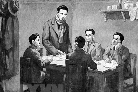 Từ ngày 6/1-7/2/1930, Hội nghị hợp nhất các tổ chức cộng sản thành lập Đảng Cộng sản Việt Nam được tổ chức tại Hong Kong (Trung Quốc) dưới sự chủ trì của đồng chí Nguyễn Ái Quốc thay mặt cho Quốc tế Cộng sản. (Ảnh: Tranh tư liệu/TTXVN)
