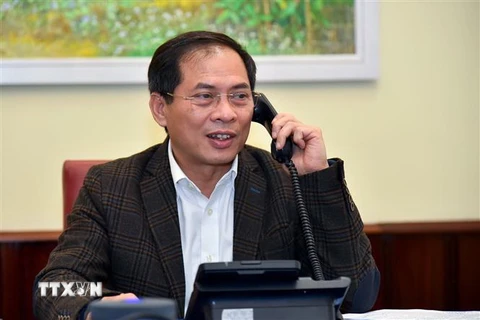 Thứ trưởng Thường trực Bùi Thanh Sơn điện đàm với lãnh đạo Bộ Ngoại giao các nước. (Ảnh: TTXVN)