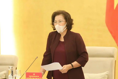 Chủ tịch Quốc hội Nguyễn Thị Kim Ngân chủ trì cuộc họp. (Ảnh: Phương Hoa/TTXVN)