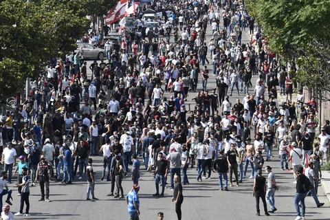 Người biểu tình ở thủ đô Beirut của Liban. (Nguồn: Aljazeera)