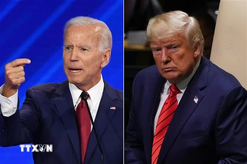 Tổng thống Mỹ Donald Trump (phải) và cựu Phó Tổng thống Mỹ Joe Biden (trái). (Ảnh: AFP/TTXVN)