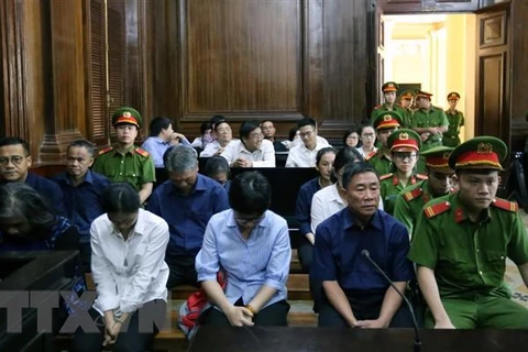 Các bị cáo tại phiên tòa ngày 15/11/2019. (Ảnh: Thành Chung/TTXVN)