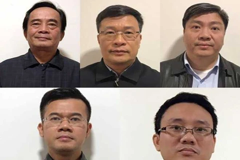 5 bị cáo Đoàn Ánh Sáng, Ngô Duy Chính, Nguyễn Xuân Giáp, Phạm Hồng Quang, Đặng Thành Nam. (Nguồn: Baochinhphu.vn)