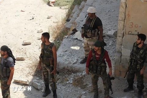 Binh sỹ Syria trong trong chiến dịch truy quét các phần tử khủng bố và phiến quân ở tỉnh Idlib ngày 15/8/2019. (Ảnh: THX/TTXVN)