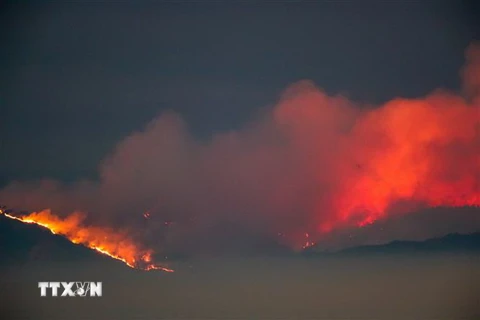 Lửa cháy rừng bốc ngùn ngụt ở San Francisco, bang California, Mỹ ngày 19/8/2020. (Ảnh: THX/TTXVN)