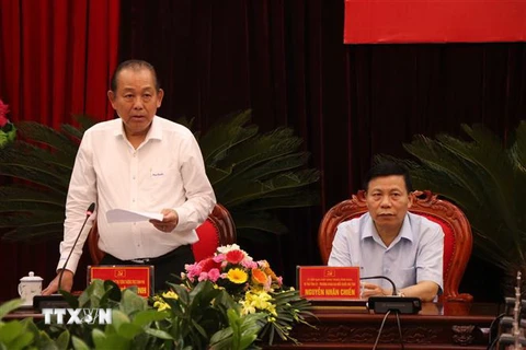 Phó Thủ tướng Thường trực Trương Hòa Bình phát biểu chỉ đạo. (Ảnh: Thanh Thương/TTXVN)