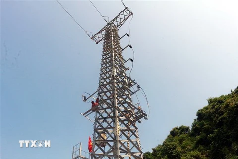Hệ thống lưới điện quốc gia trên đảo Trần. (Ảnh: Bùi Đức Hiếu/TTXVN)
