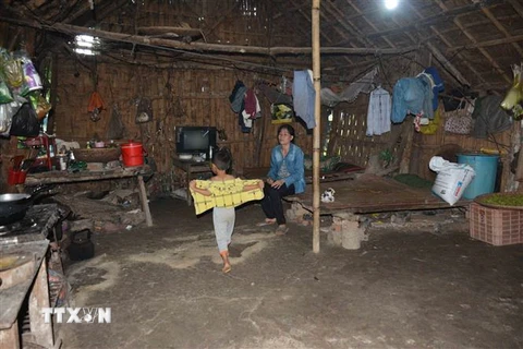 Hoàn cảnh khó khăn của gia đình bà Trương Thị Hoa, thôn 6B, xã Cư Elang, huyện Ea Kar - hộ nghèo năm 2019 của xã nhưng không được nhận tiền hỗ trợ. (Ảnh: Hoài Thu//TTXVN)