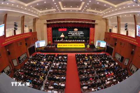 Quang cảnh ngày làm việc thứ hai Đại hội Đại hội đại biểu Đảng bộ Thành phố Hồ Chí Minh lần thứ XI, nhiệm kỳ 2020-2025. (Ảnh: Thanh Vũ/TTXVN)
