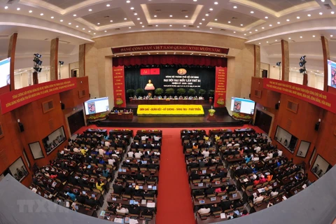 Quang cảnh Đại hội Đại hội đại biểu Đảng bộ Thành phố Hồ Chí Minh lần thứ XI, nhiệm kỳ 2020-2025. (Ảnh: Thanh Vũ/TTXVN)