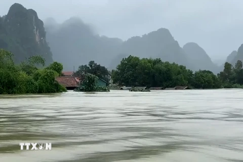 Hơn 95.000 ngôi nhà ở Quảng Bình bị lũ nhấn chìm. (Ảnh: Đức Thọ/TTXVN)