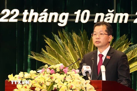 Ông Nguyễn Văn Quảng được bầu giữ chức Bí thư Thành ủy Đà Nẵng nhiệm kỳ 2020-2025. (Ảnh: Trần Lê Lâm/TTXVN)